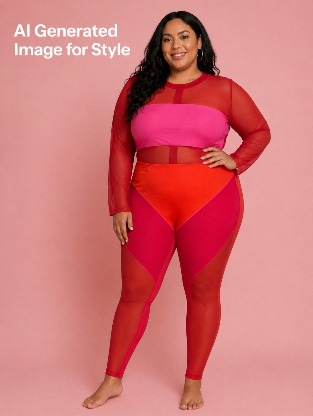 IVY PARK Red and Pink Mesh Panel Jumpsuit Romper - Picture 5 of 5